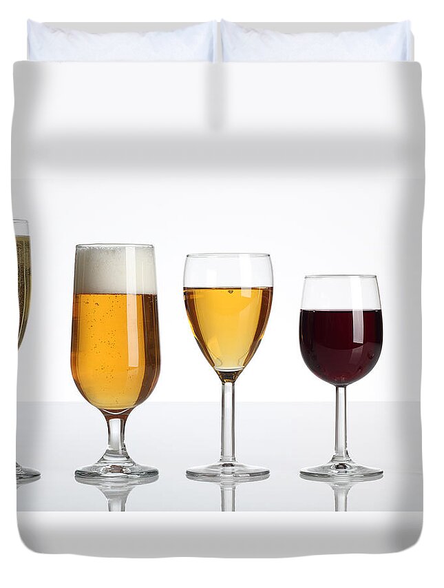 Alcohol Duvet Cover featuring the photograph Champagne Beer Wine Spirits by Matooker
