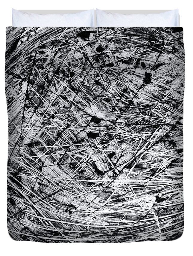 Chaos Duvet Cover featuring the photograph Chaos And Confusion Monochrome by Jeff Townsend