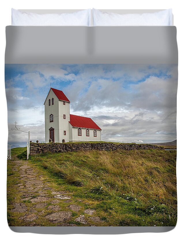 Church Duvet Cover featuring the photograph Chapel of Iceland by David Letts