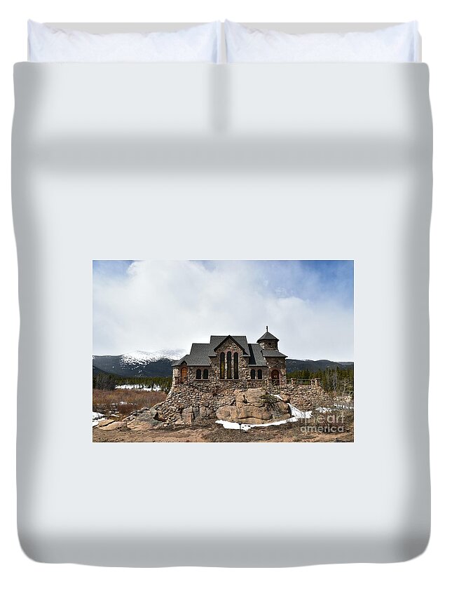 Chapel On The Rocks Duvet Cover featuring the photograph Chapel on the Rocks, Again by Dorrene BrownButterfield