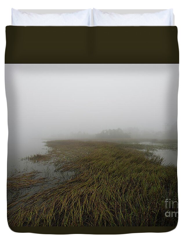 Fog Duvet Cover featuring the photograph Charleston Fog - Wando River by Dale Powell