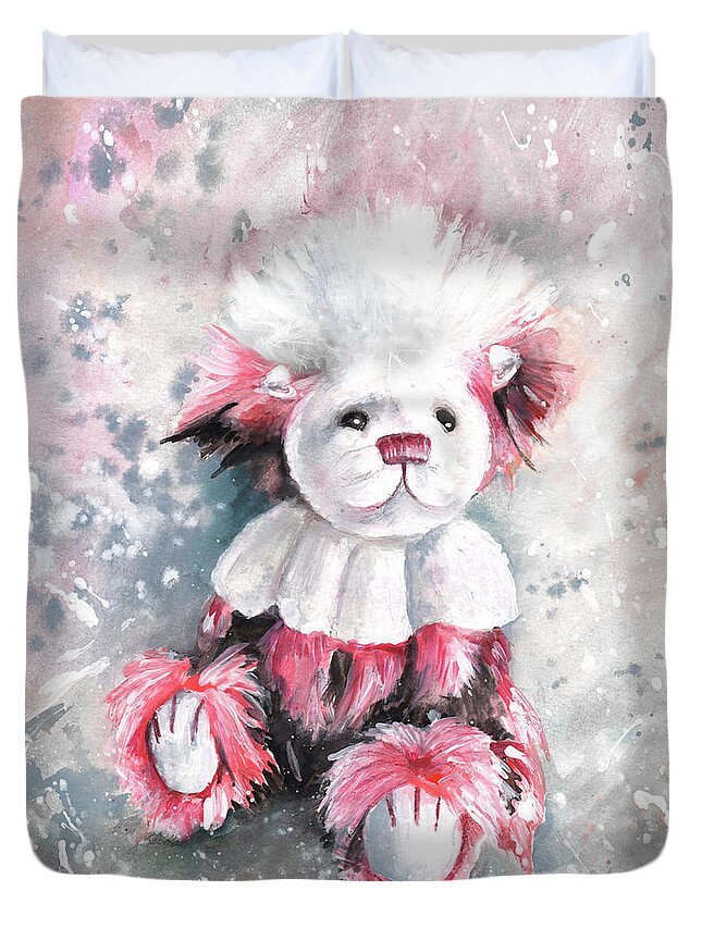 Teddy Duvet Cover featuring the painting Charlie Bear Coconut Ice by Miki De Goodaboom