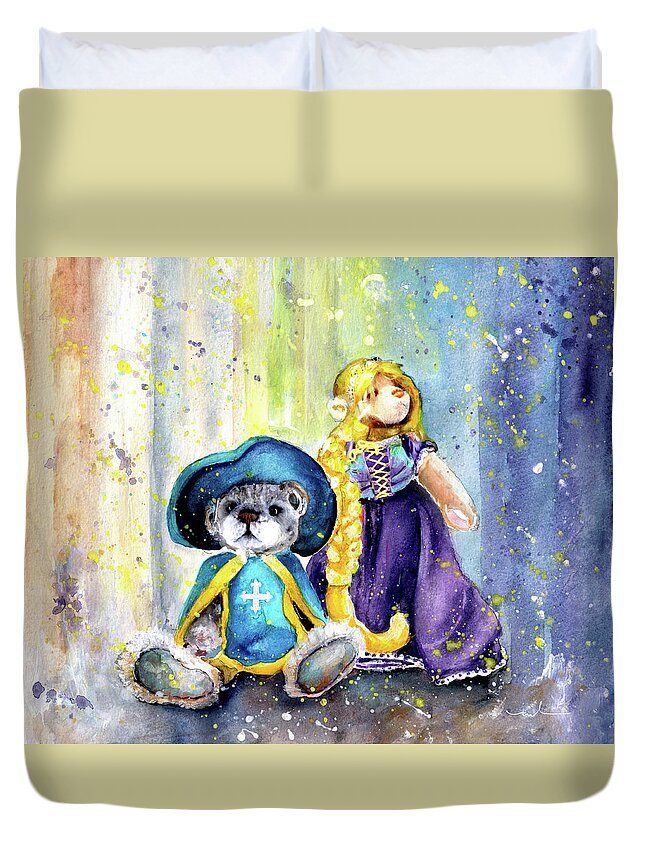 Teddy Duvet Cover featuring the painting Charlie Bears Faux Pas And Princess by Miki De Goodaboom