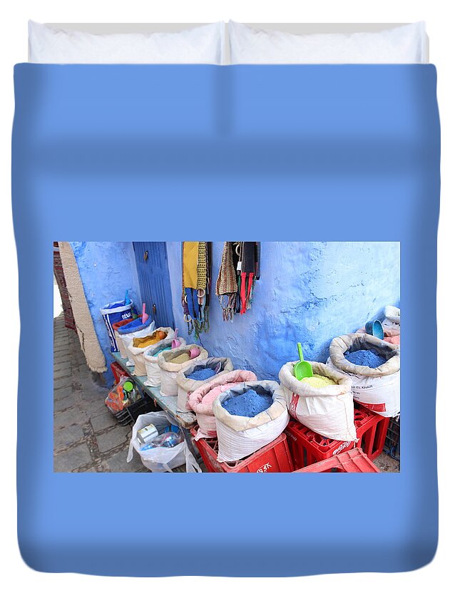 Morocco Duvet Cover featuring the photograph Chefchaouen Morocco 2 by Nakayosisan Wld