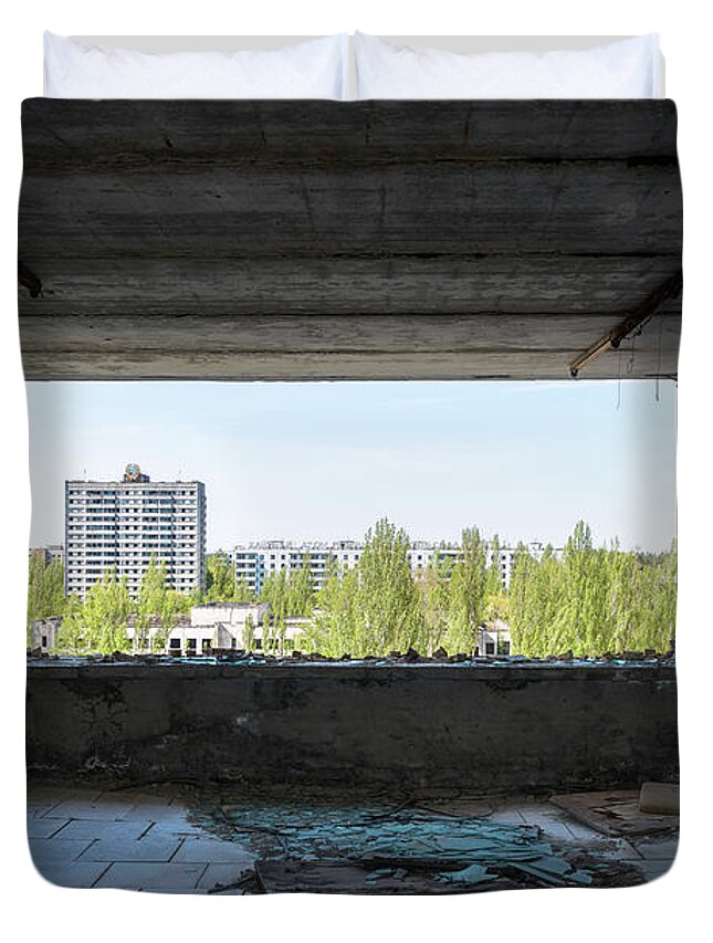 Abandoned Duvet Cover featuring the photograph Chernobyl Overview Pripyat by Roman Robroek