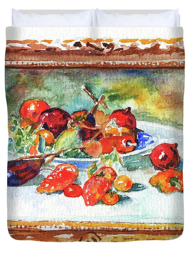 Fruits Duvet Cover featuring the painting Chicago Art Museum Renoir Still Life Study by Irina Sztukowski