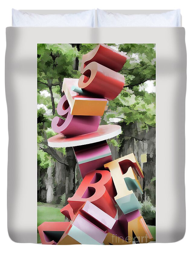 Chicago Duvet Cover featuring the photograph Chicago at Navy Pier Sculpture by Roberta Byram