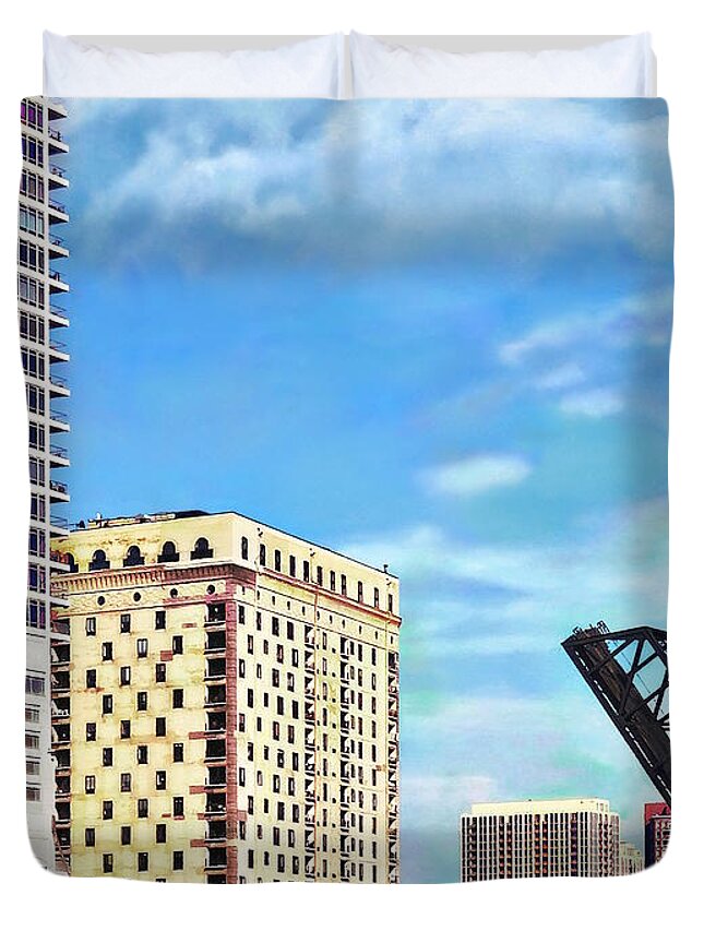 Chicago Duvet Cover featuring the photograph Chicago IL - Near the Kinzie Street Bridge by Susan Savad