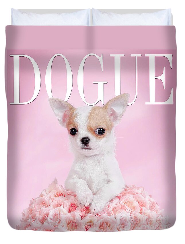 Chihuahua Puppy Fashion Magazine Cover Dogue Duvet Cover For Sale