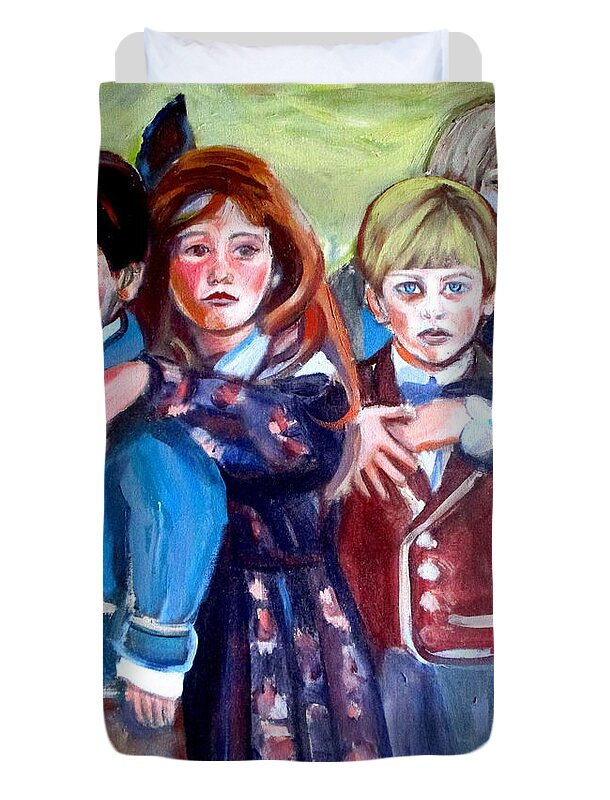 Affordable Original Paintings Duvet Cover featuring the painting Children by Helena Wierzbicki