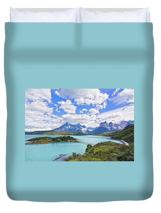 Tranquility Duvet Cover featuring the photograph Chile,torres Del Paine by Luismix