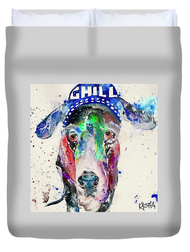 Dane Duvet Cover featuring the painting Chill by Kasha Ritter