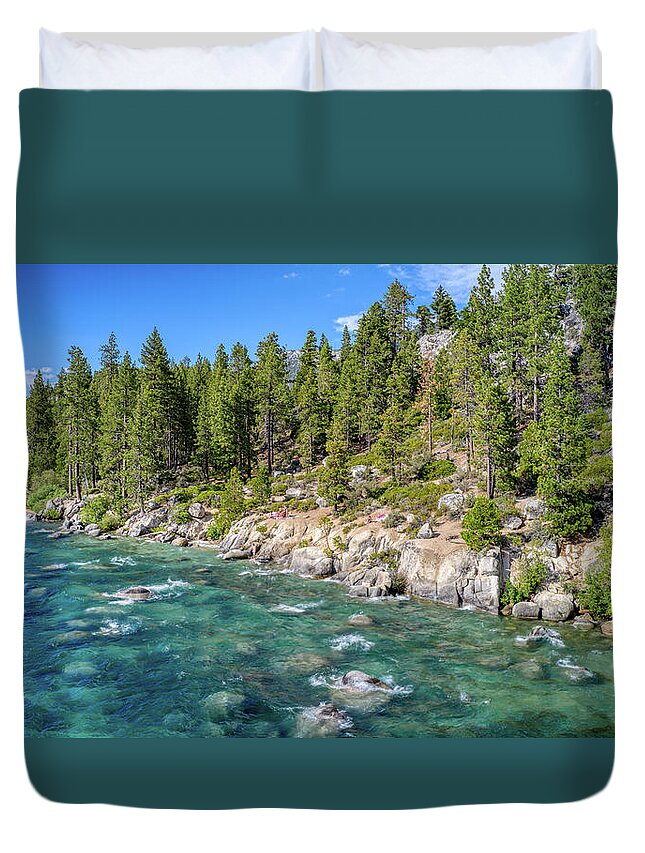 Lake Tahoe Duvet Cover featuring the photograph Chimney Beach Turquoise Waters Lake Tahoe by Anthony Giammarino
