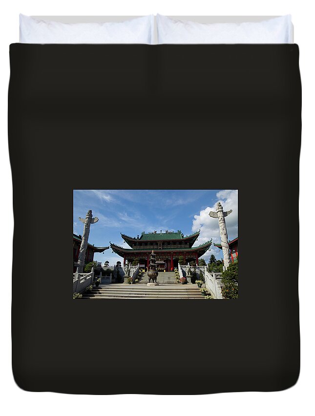 Chinese Culture Duvet Cover featuring the photograph Chinese Style Temple by Bluekite