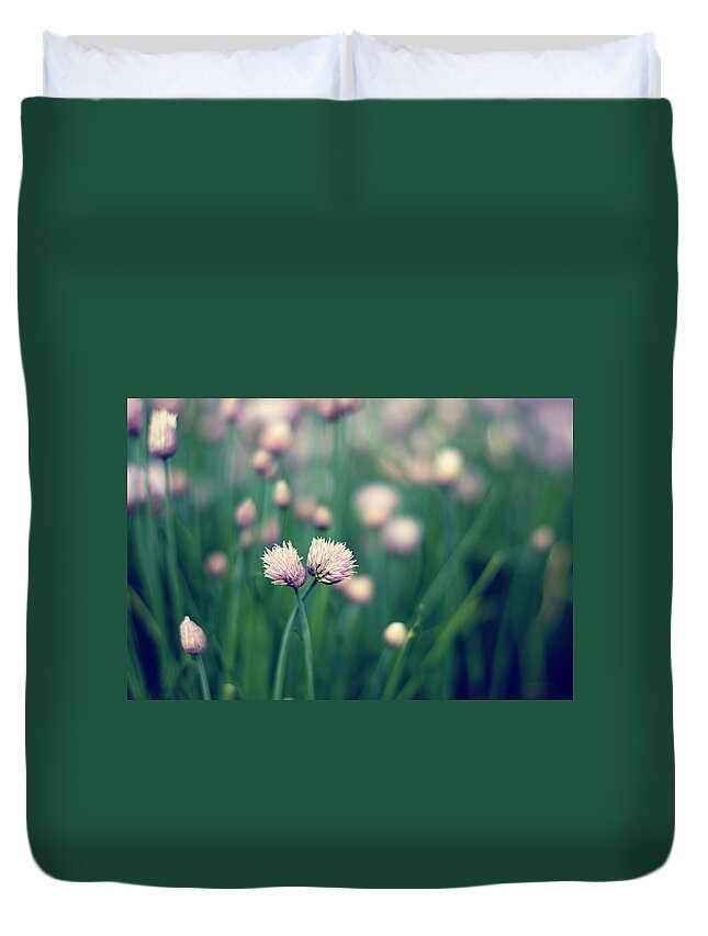 Outdoors Duvet Cover featuring the photograph Chives Twins by Miguel Sanz