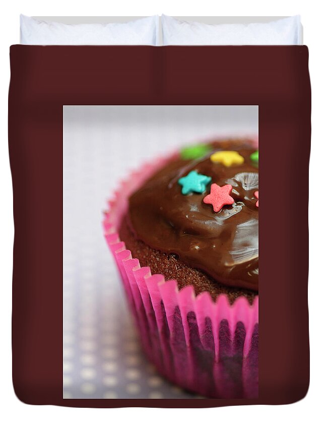 Temptation Duvet Cover featuring the photograph Chocolate Cupcake by Adriana Casellato