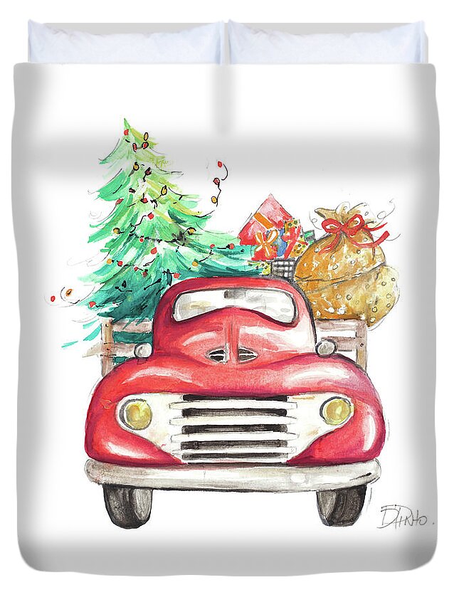 Christmas Duvet Cover featuring the painting Christmas Tree Haul II by Patricia Pinto