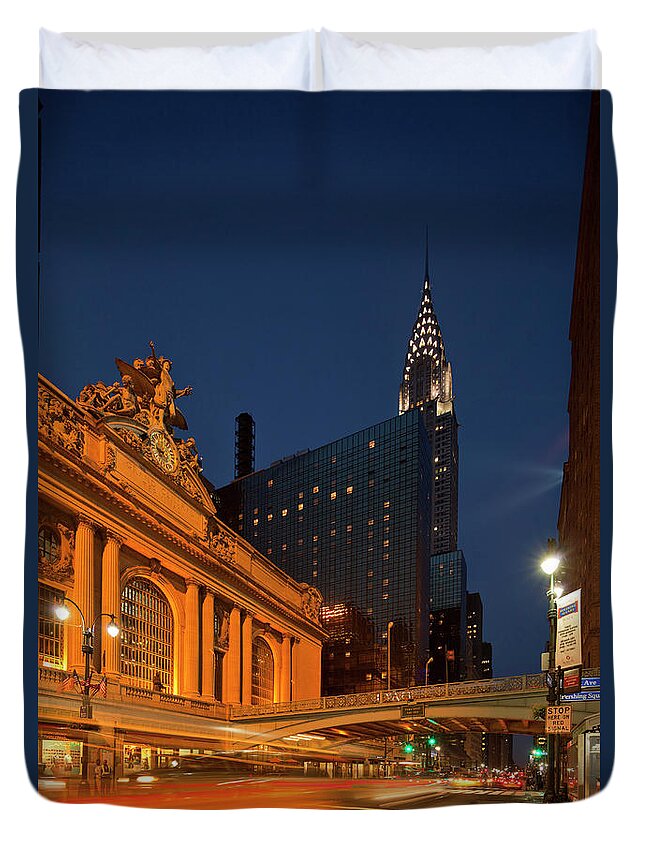 Arch Duvet Cover featuring the photograph Chrysler Building And Grand Central by Steve Lewis Stock