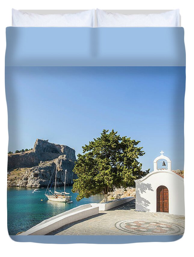 Tranquility Duvet Cover featuring the photograph Church On A Small Bay South Of The by Maremagnum