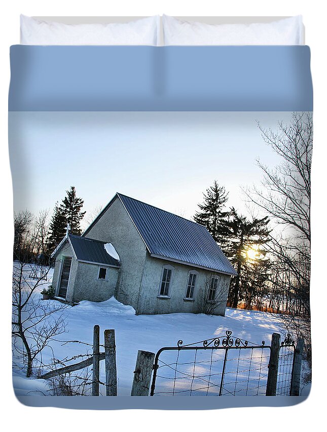 Hdr Duvet Cover featuring the photograph Church on Brewer Road by Ryan Crouse