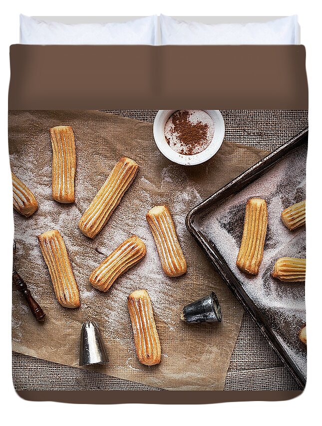 San Francisco Duvet Cover featuring the photograph Churros With Cinnamon And Sugar by One Girl In The Kitchen
