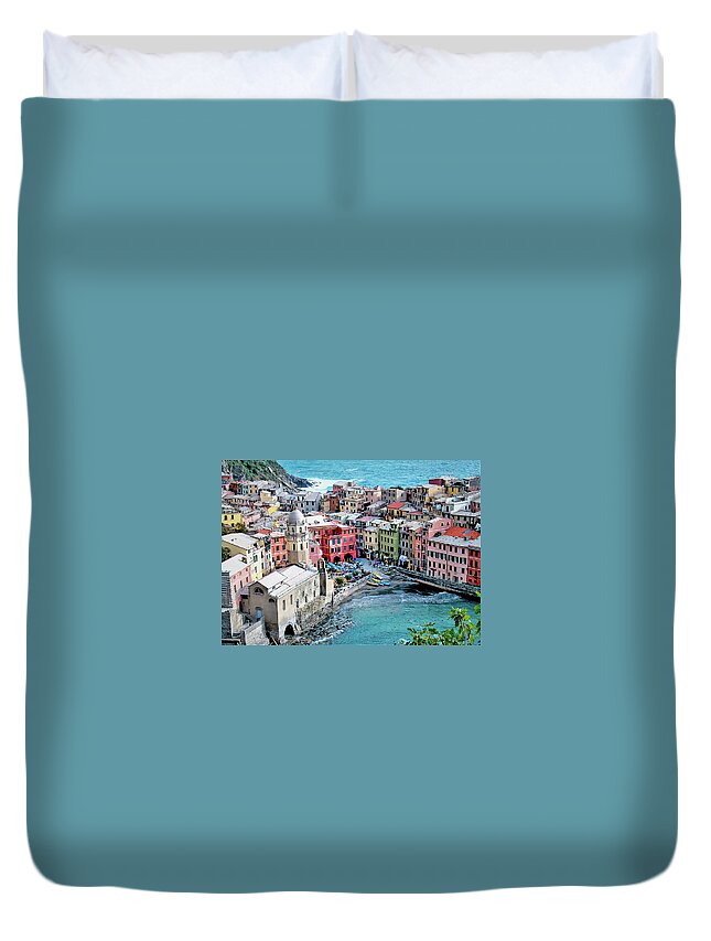 Italy Duvet Cover featuring the photograph Cinque Terre, Italy by Leslie Struxness
