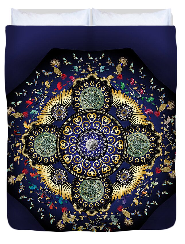 Mandala Duvet Cover featuring the digital art Circumplexical No 3798 by Alan Bennington