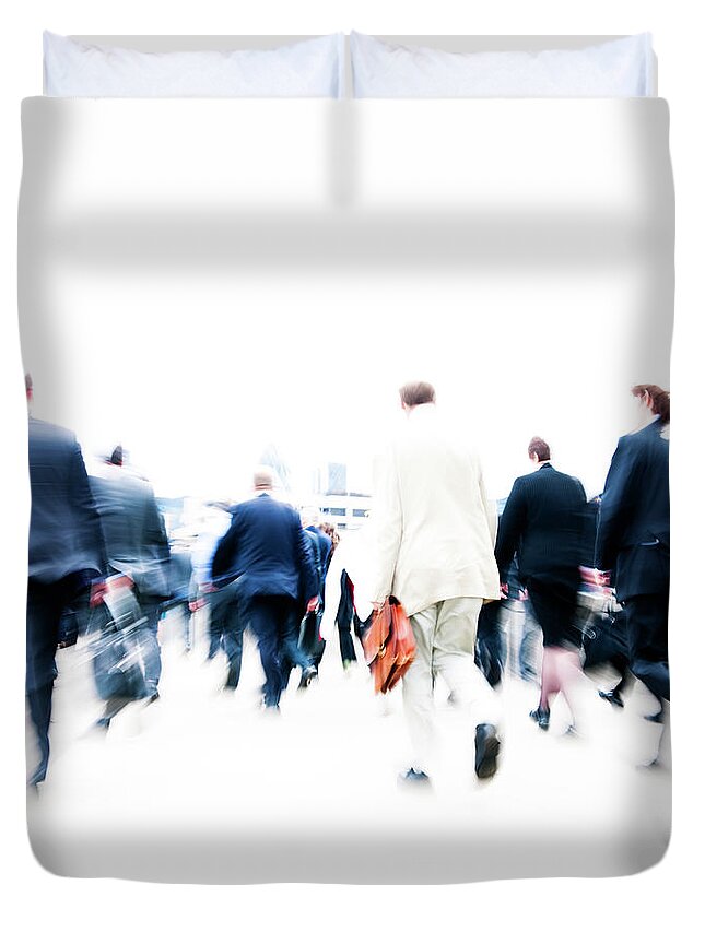 Crowd Duvet Cover featuring the photograph City Business by Rawpixel