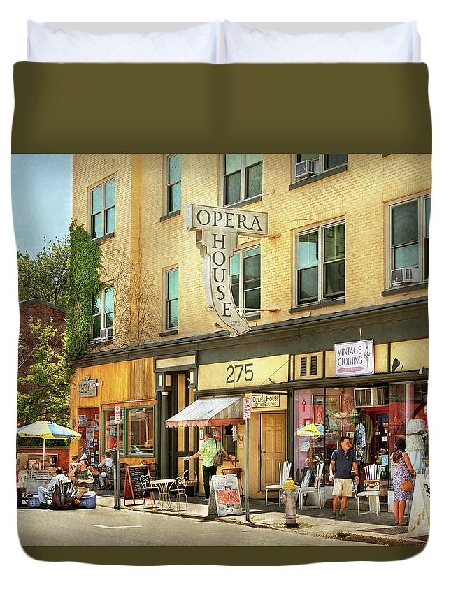 Kingston Duvet Cover featuring the photograph City - Kingston NY - At the Opera House by Mike Savad