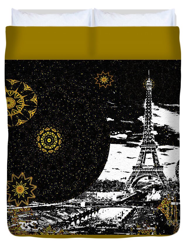 Jazz Duvet Cover featuring the mixed media City of Lights - Kaleidoscope Moon for Children Gone Too Soon Number 6 by Aberjhani