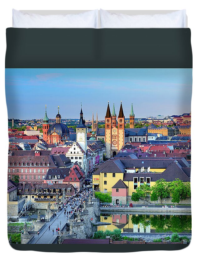 Estock Duvet Cover featuring the digital art City Of Wurzburg In Germany by Francesco Carovillano