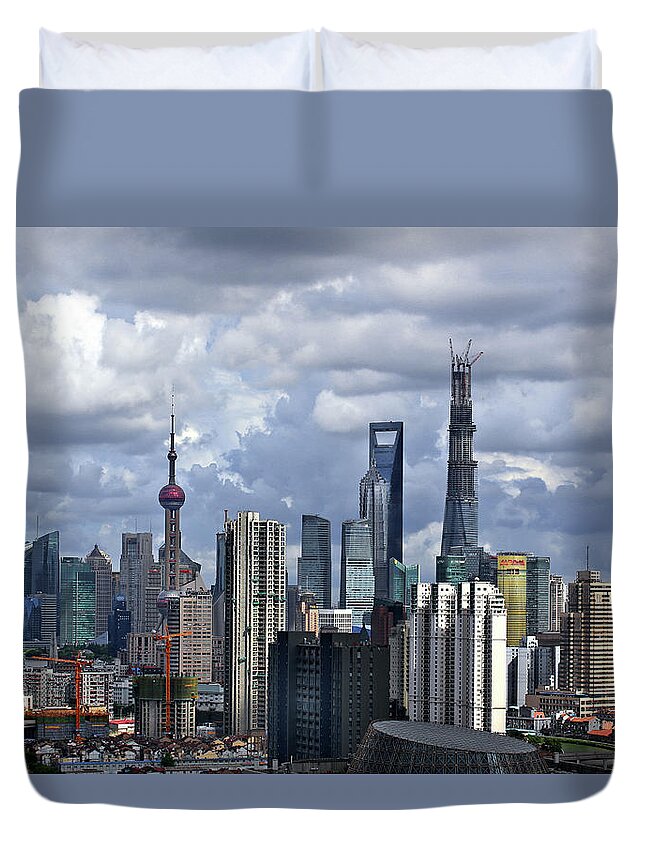 Communications Tower Duvet Cover featuring the photograph City Scape by Geno's Image