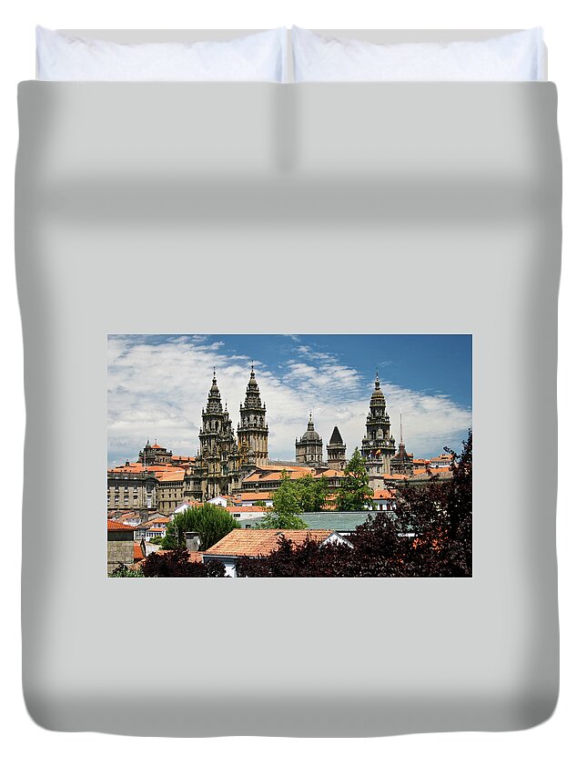Gothic Style Duvet Cover featuring the photograph Cityscape Of Santiago De Compostela by Ciburaska