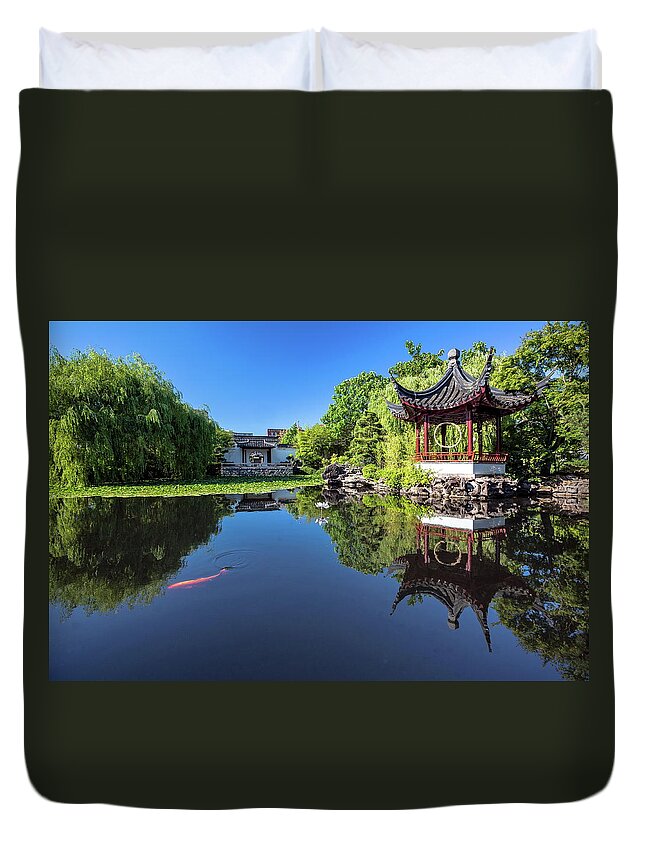 Alex Lyubar Duvet Cover featuring the photograph Classical Chinese Garden by Alex Lyubar