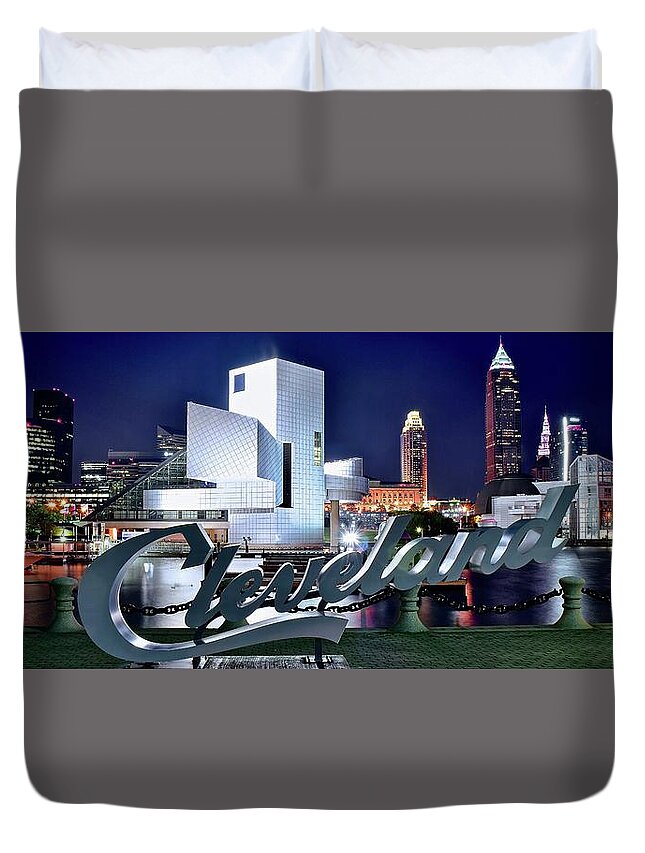 Cleveland Duvet Cover featuring the photograph Cleveland Ohio 2019 by Frozen in Time Fine Art Photography