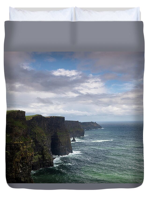 Water's Edge Duvet Cover featuring the photograph Cliffs Of Mohair, Ireland by Wingmar