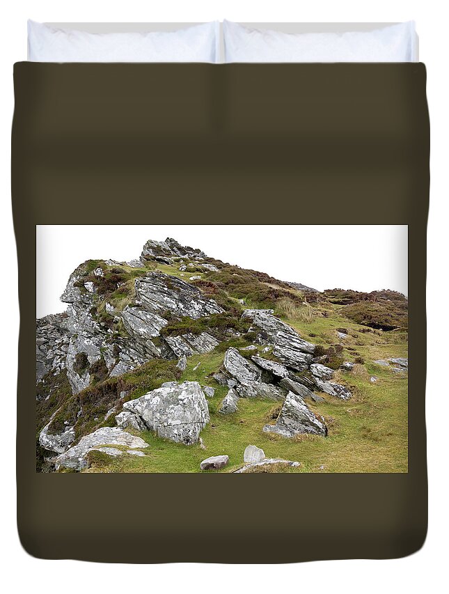 Scenics Duvet Cover featuring the photograph Cliffy Landscape On White Background by W-ings
