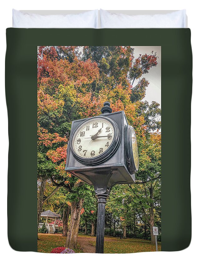 Clock Duvet Cover featuring the photograph Clock by Michelle Wittensoldner