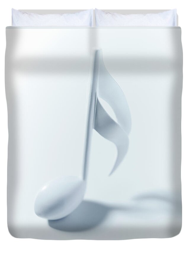 Vertical Duvet Cover featuring the photograph Close Up Of Semiquaver Musical Note On by Adam Gault