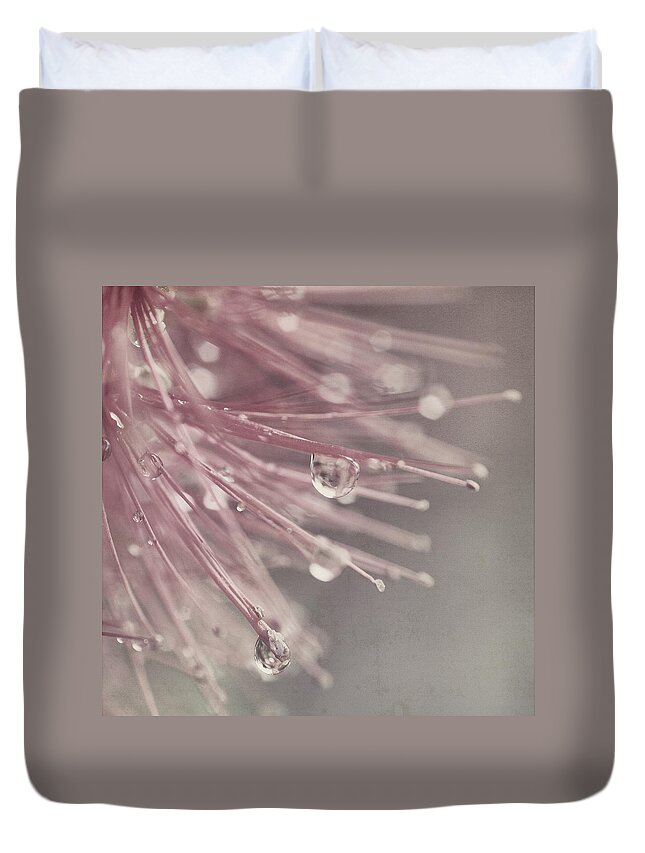 Oberhausen Duvet Cover featuring the photograph Close Up Of Water Drops On Flower by Silvia Otten-nattkamp Photography