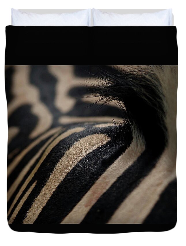 Animal Skin Duvet Cover featuring the photograph Close-up View Of Zebra Skin by Ryan Green
