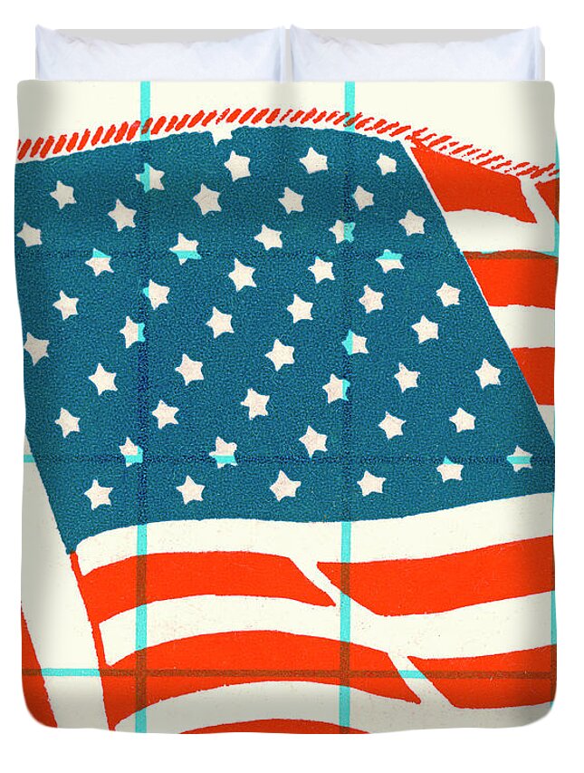 4th Of July Duvet Cover featuring the drawing Closeup of American Flag by CSA Images