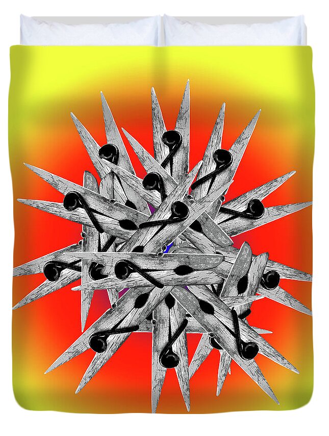 Clothespin Duvet Cover featuring the digital art Clothespin Pop Art Warhol style print - #1 by Jean luc Comperat