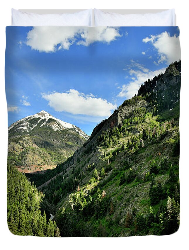 Ouray Duvet Cover featuring the photograph Clouds over Million Dollar Highway by Ray Mathis