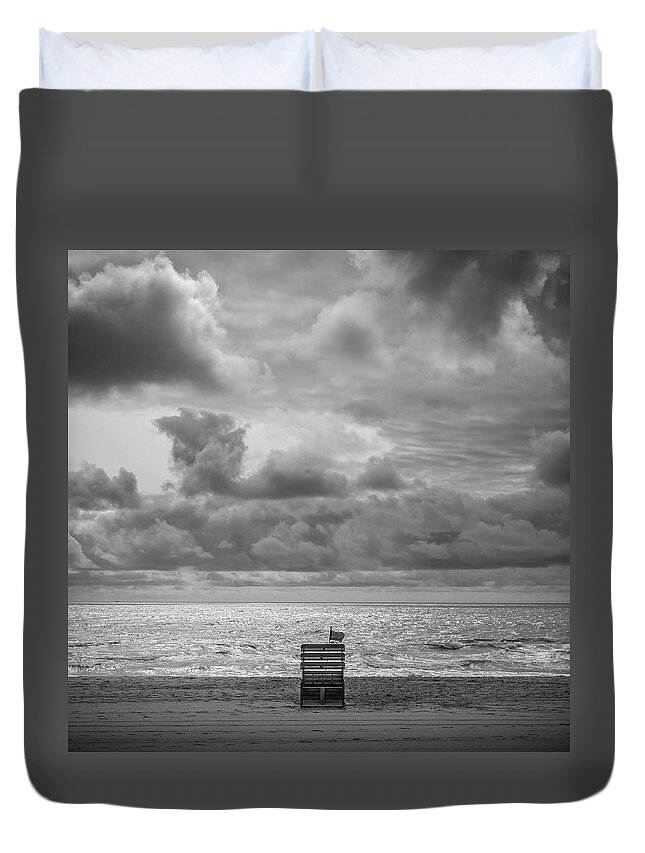 Beach Duvet Cover featuring the photograph Cloudy Morning Rough Waves by Steve Stanger