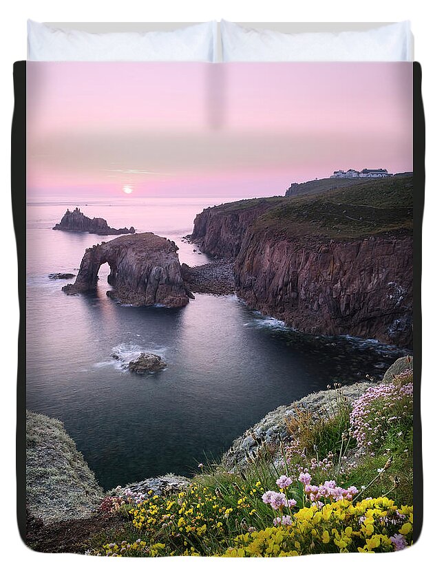 Tranquility Duvet Cover featuring the photograph Coastal Flower Birds Foot Trefoil Lotus by David Clapp