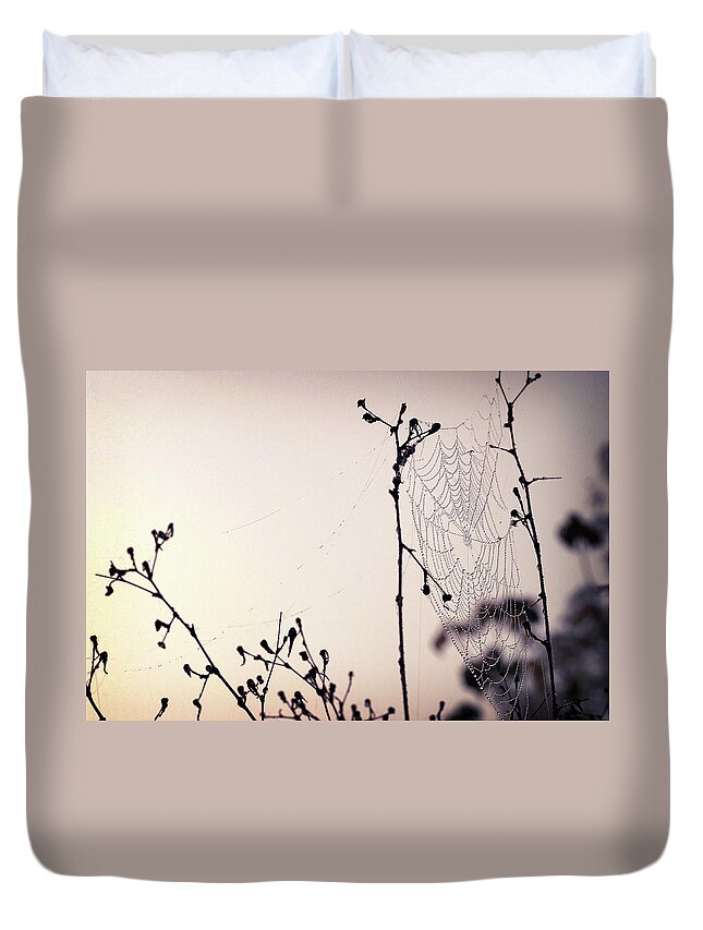 Pink Duvet Cover featuring the photograph Cob Webbed by Michelle Wermuth