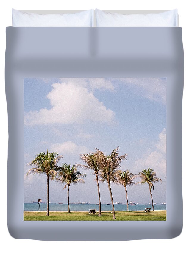 Outdoors Duvet Cover featuring the photograph Coconut Trees At Beach by Genkigenki