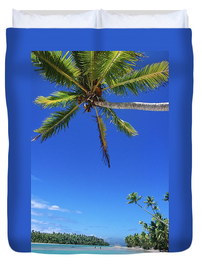 Tranquility Duvet Cover featuring the photograph Coconut Trees On Beach by Holger Leue