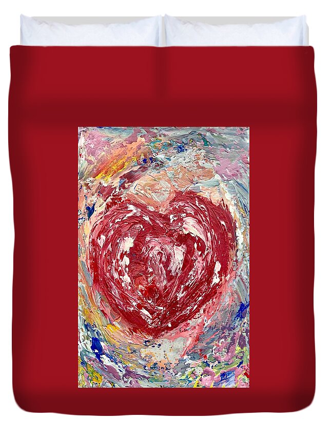 Heart Duvet Cover featuring the painting Coeur by Victoria Lakes